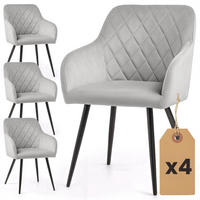 POLSTERSTUHL 4er Set, Metallbeine Grau, Schwarz 54,5/82/58 - Schwarz/Grau, Textil (55/82/58cm) - RAUMHIRSCH FURNITURE