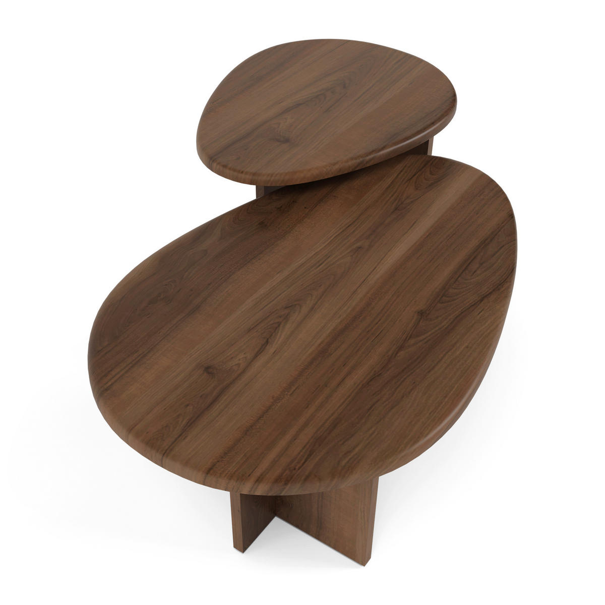 COUCHTISCH 2er-Set Sperrholz Nussbaum 75cm - Schwarz/Braun, Holz (50/75/40cm) - Sia Home