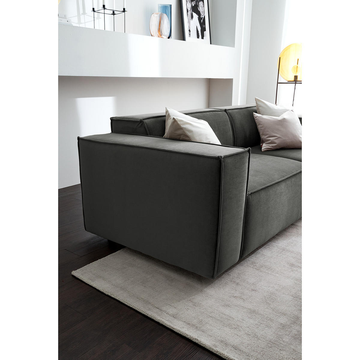 2,5-SITZER SOFA - Grau, Textil (223/70/96cm) - home24