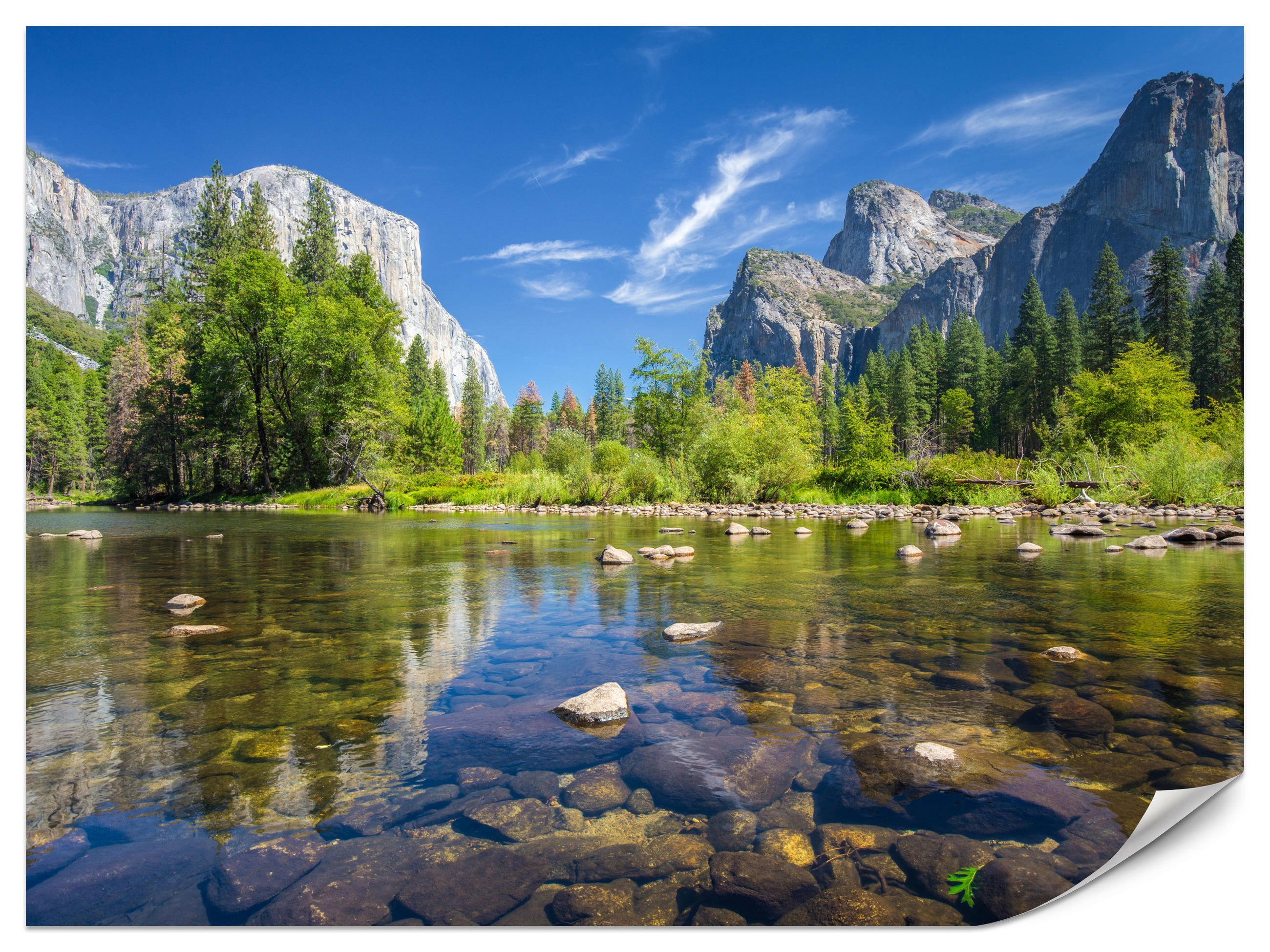 FOTOTAPETE für Wohnzimmer Yosemite Nationalpark Panorama Berge 350x256 - Blau/Beige, Papier (350/256cm) - Muralo