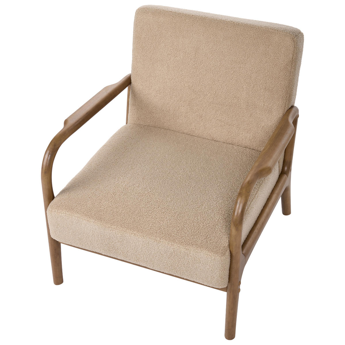 SESSEL Bouclé Beige Sennels - Beige/Braun, Textil (71/76/78cm) - Beliani