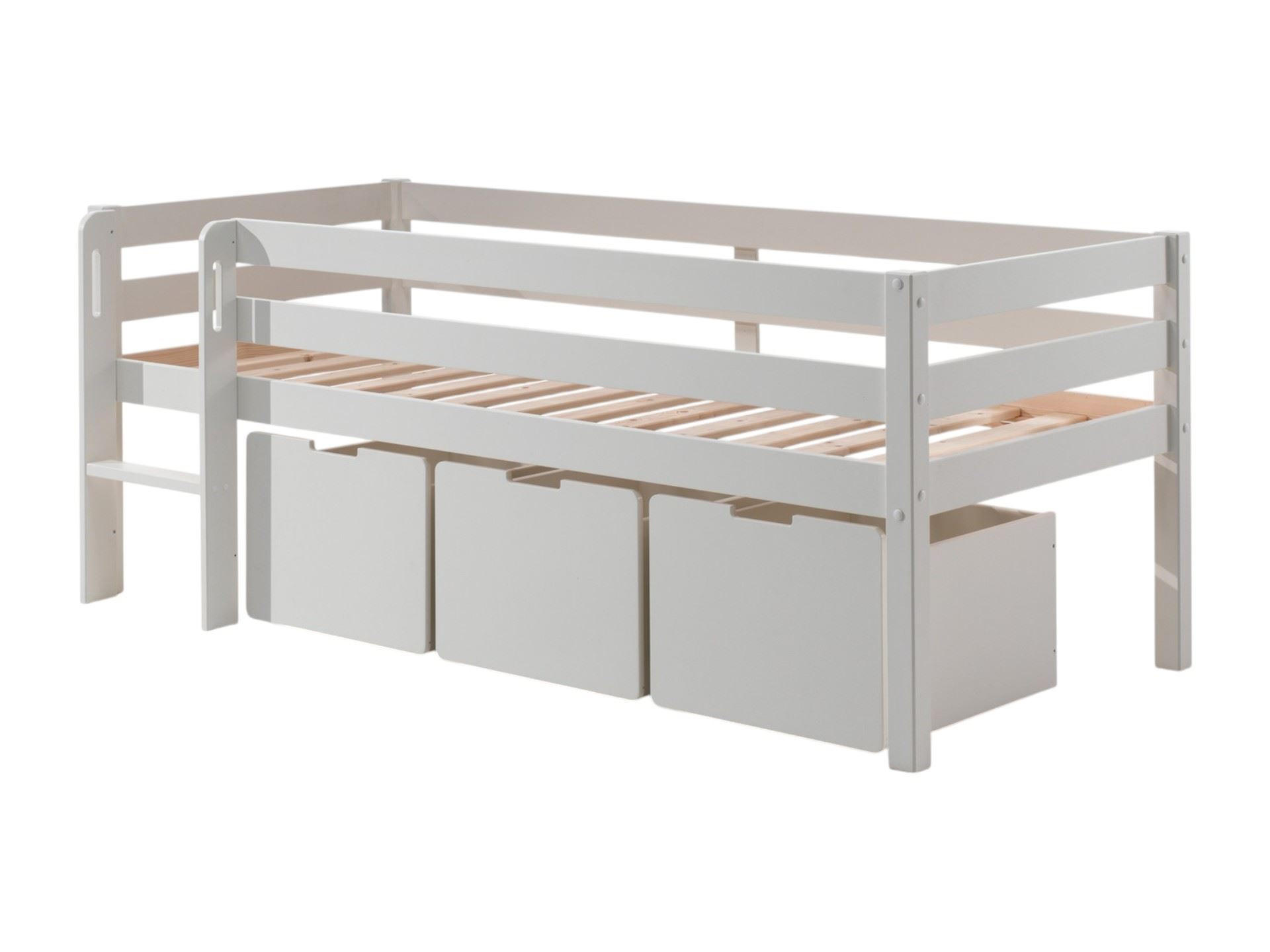 KOJENBETT Karolina 208x83x105 aus Massivholz in Weiß - Sandfarben, Holz (90/200cm) - 58aufmkessel
