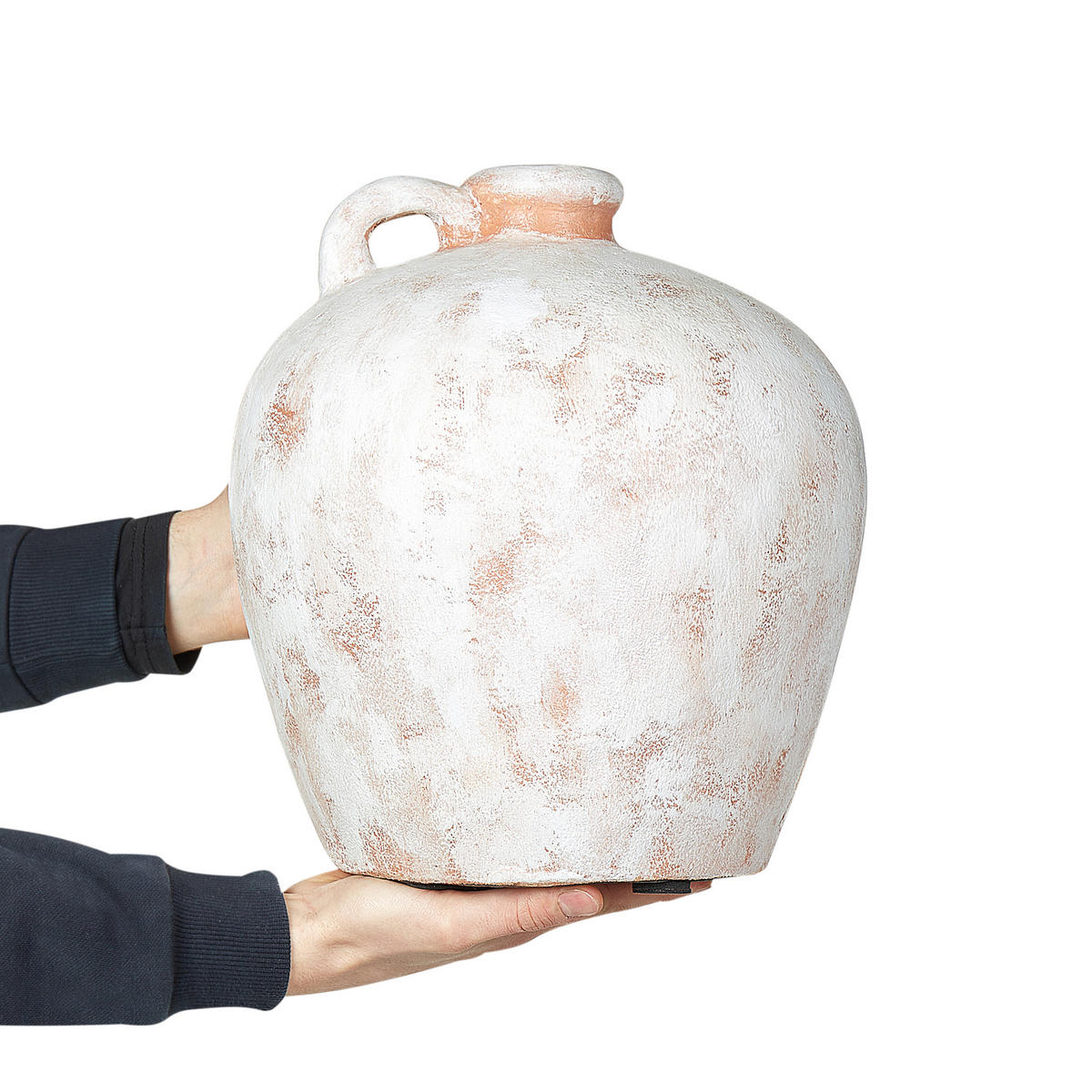 DEKOVASE Terrakotta weiß Ipoh - Weiß, Stein (30cm) - Beliani