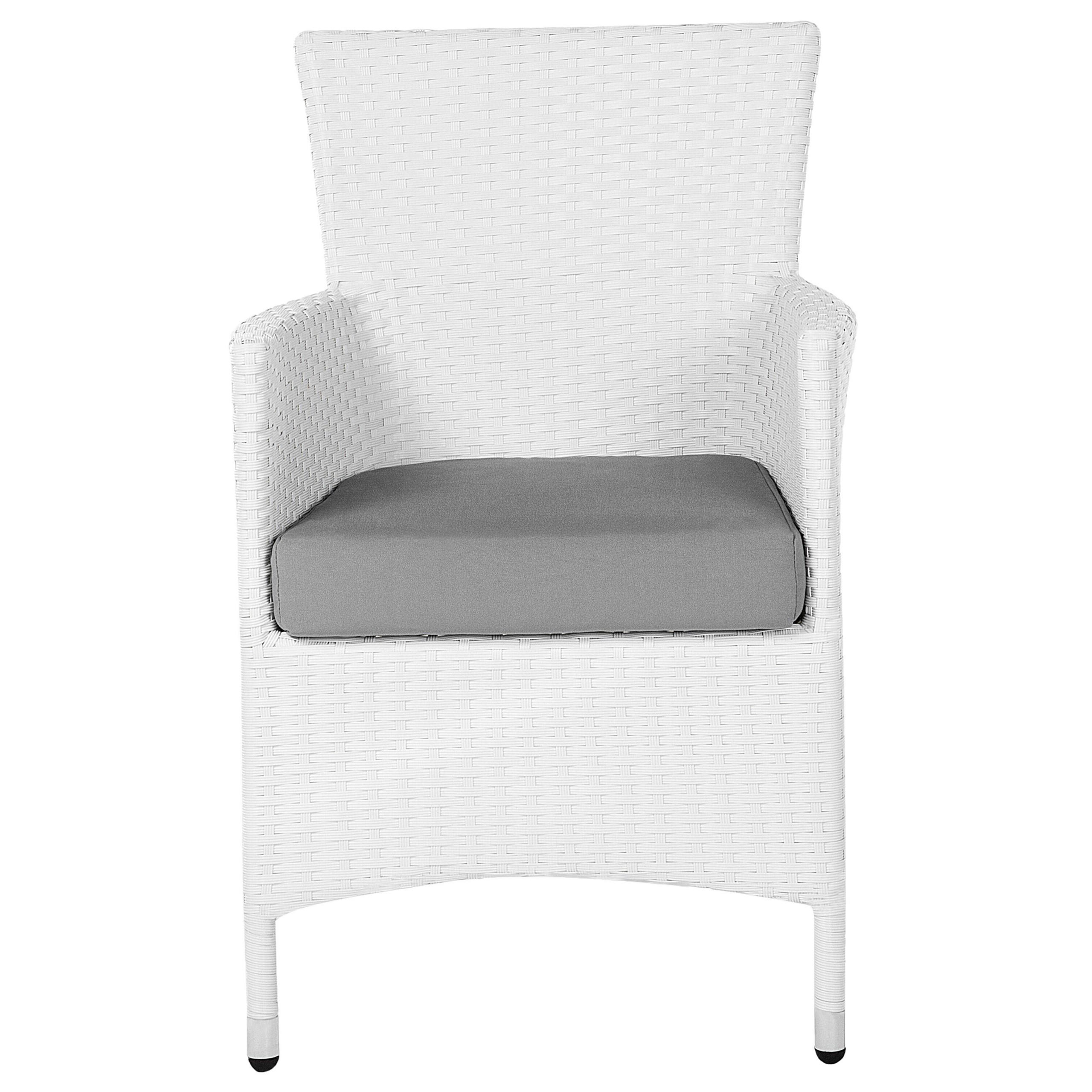 GARTENSESSEL 2er-Set PE Rattan weiß Italy - Weiß, Kunststoff (46/86/60cm) - Beliani