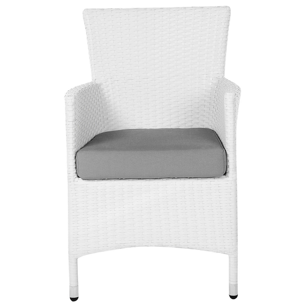 GARTENSESSEL 2er-Set PE Rattan weiß Italy - Weiß, Kunststoff (46/86/60cm) - Beliani