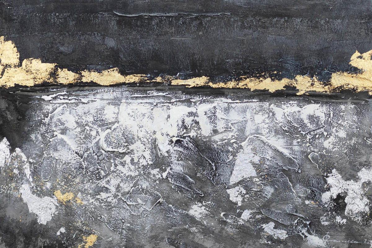 ACRYLBILD HANDGEMALT 75/100 cm - Schwarz/Grau, Holz/Textil (2.7/100cm) - KUNSTLOFT