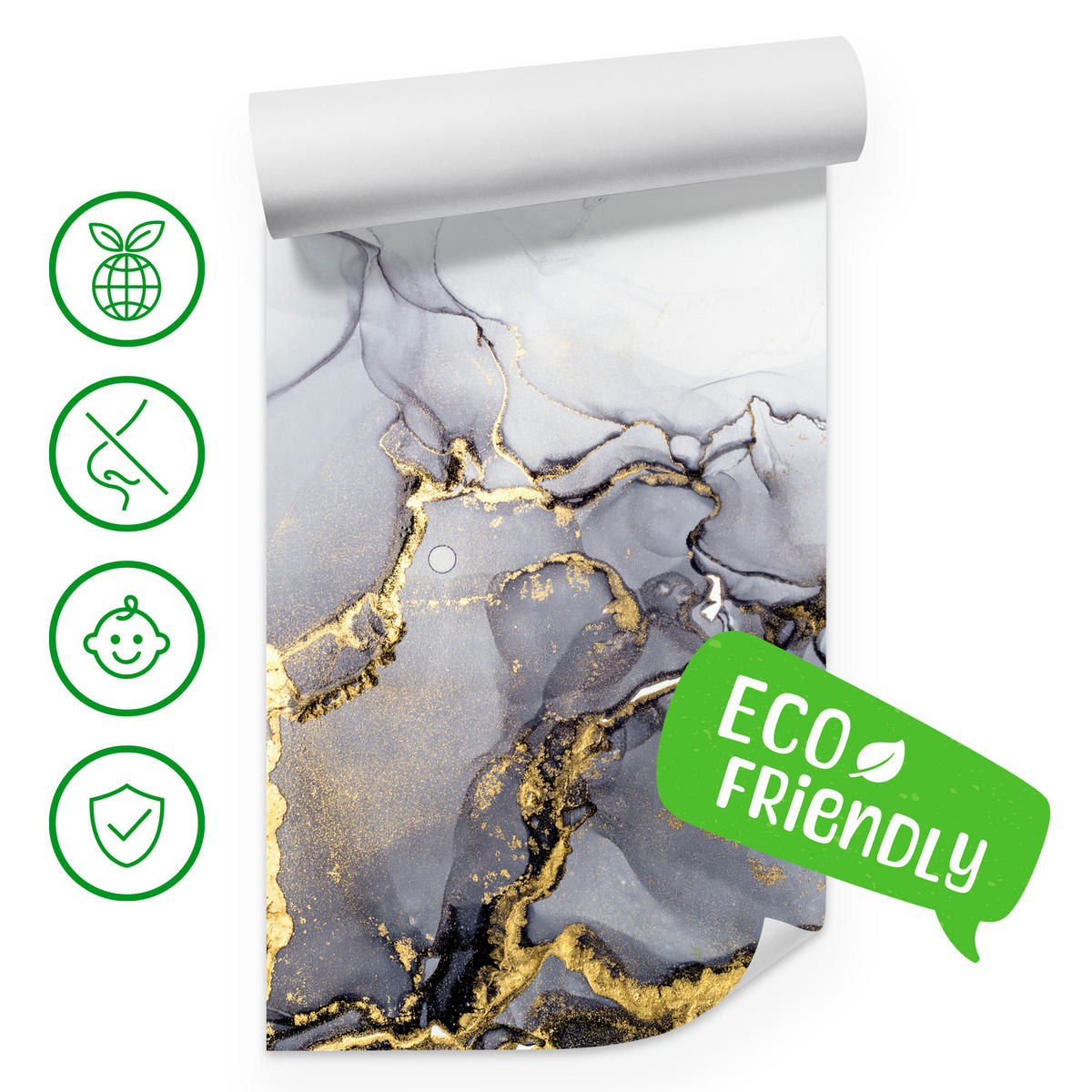 FOTOTAPETE Moderne Abstraktion Marmor Muster 500x350 - Gelb/Weiß, Papier (500/350cm) - Muralo