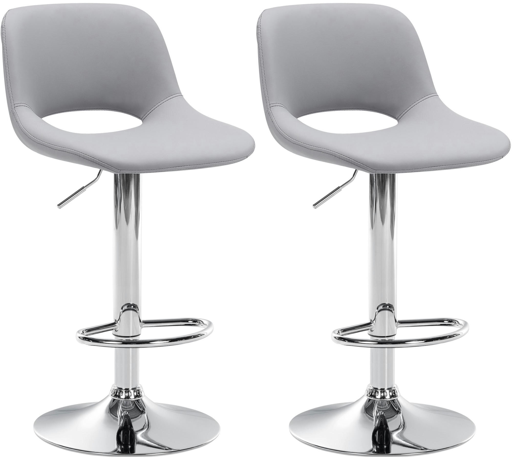 BARHOCKER 2er Set Lederlook grau - Chromfarben/Grau, Textil/Metall (42/86/46cm) - CLP