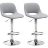 BARHOCKER 2er Set Lederlook grau - Chromfarben/Grau, Textil/Metall (42/86/46cm) - CLP