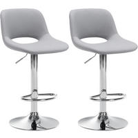 BARHOCKER 2er Set Lederlook grau - Chromfarben/Grau, Textil/Metall (42/86/46cm) - CLP