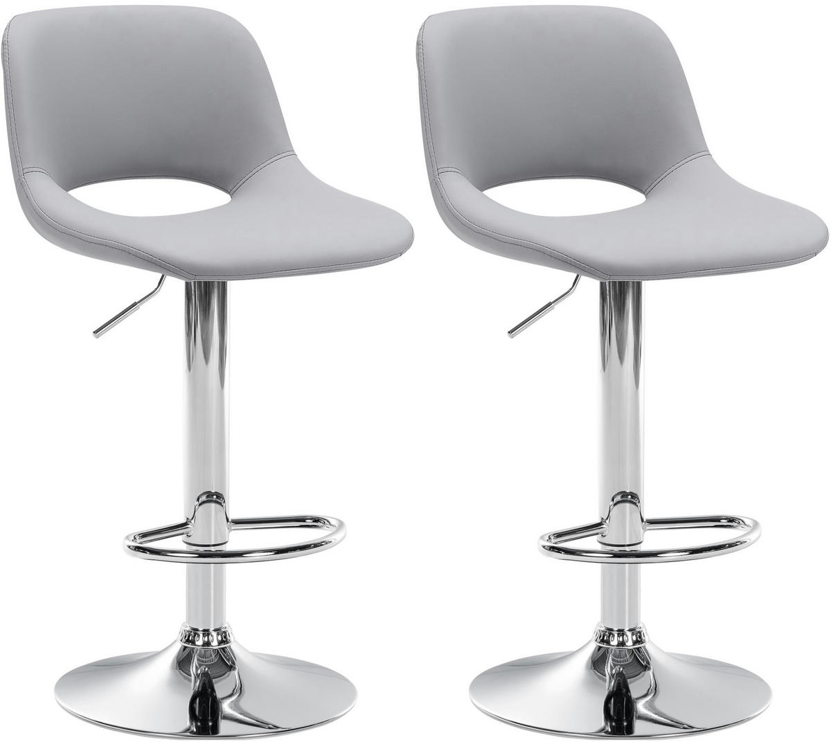 BARHOCKER 2er Set Lederlook grau - Chromfarben/Grau, Textil/Metall (42/86/46cm) - CLP