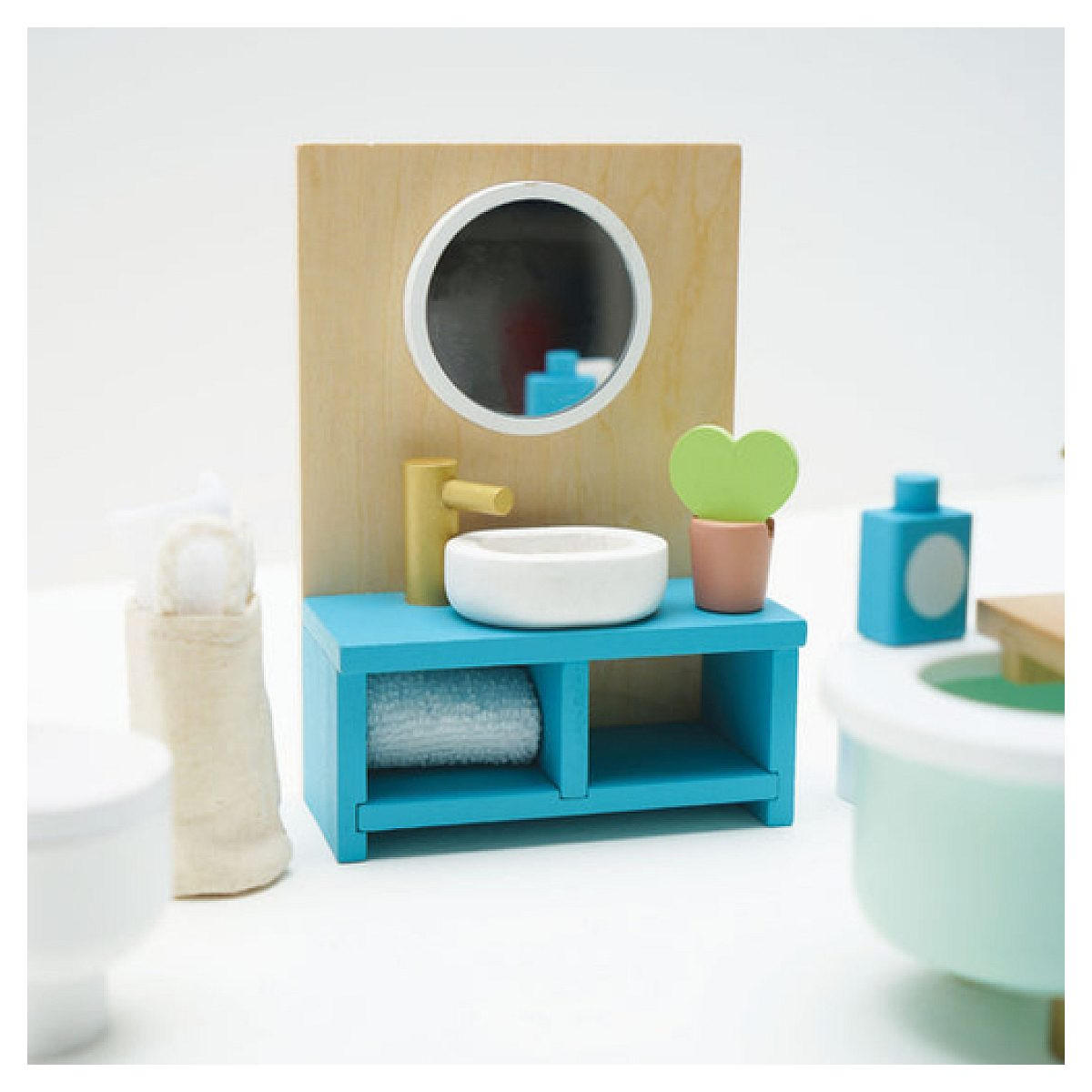 PUPPENZUBEHÖR Badezimmer Set, Daisy Lane - Weiß, Holz (8/33/39cm) - Le Toy Van