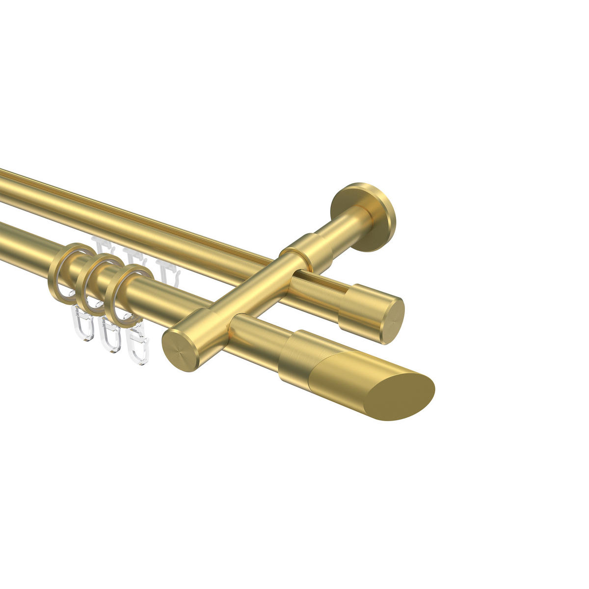 RUNDROHR-INNENLAUF-GARDINENSTANGEN-SET Prestige Verano 520 cm (geteilt in 4 x 130 cm), 2-läufig, 20 mm Ø Messing-Optik - Messingfarben/Goldfarben, Metall (520cm) - INTERDECO