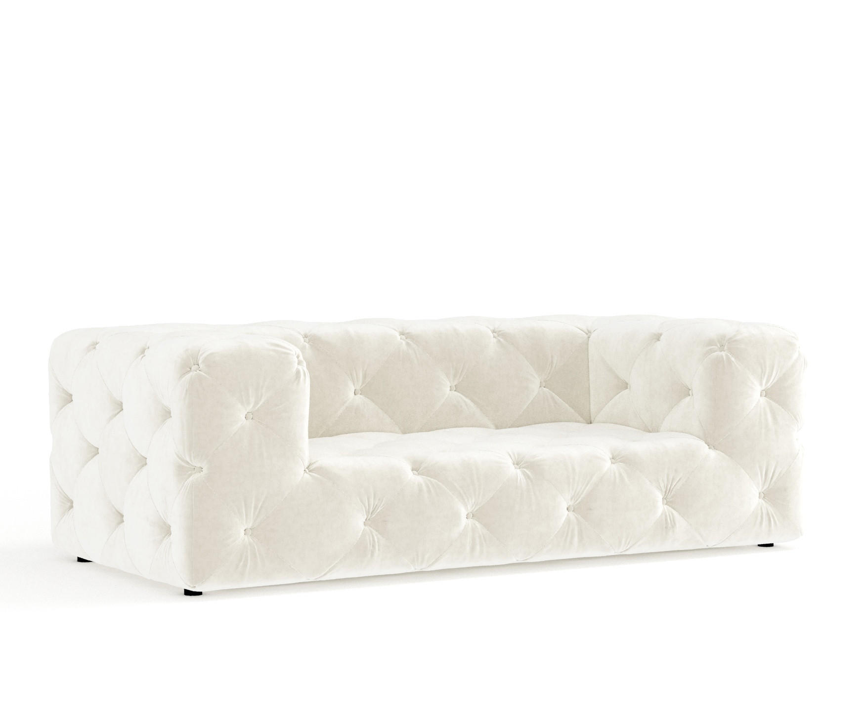 2-SITZER-SOFA Cosimo Creme Samtstoff - Creme/Schwarz, Holz/Holzwerkstoff (193/71/100cm) - Maison de Reve