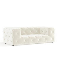 2-SITZER-SOFA Cosimo Creme Samtstoff - Creme/Schwarz, Holz/Holzwerkstoff (193/71/100cm) - Maison de Reve