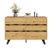 SIDEBOARD mit 6 Schubladen 120/40/75,5 cm in Holzoptik mit Metallfüßen - Naturfarben, Holzwerkstoff (120/75.5/40cm) - BEAOK