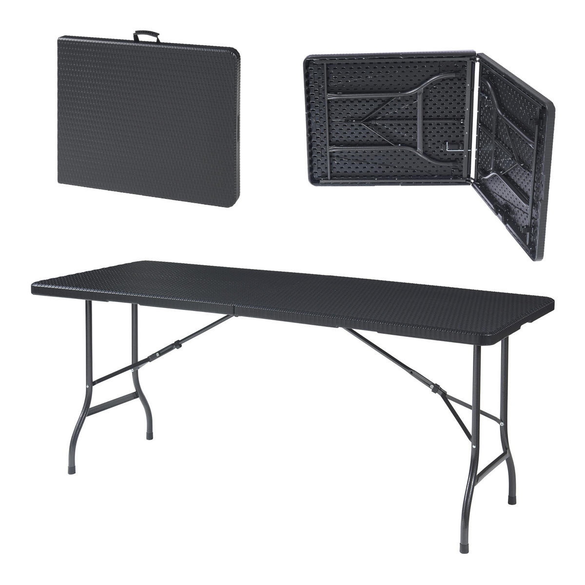 KLAPPTISCH Mark - Schwarz, Kunststoff/Metall (75/180/72cm) - [en.casa]