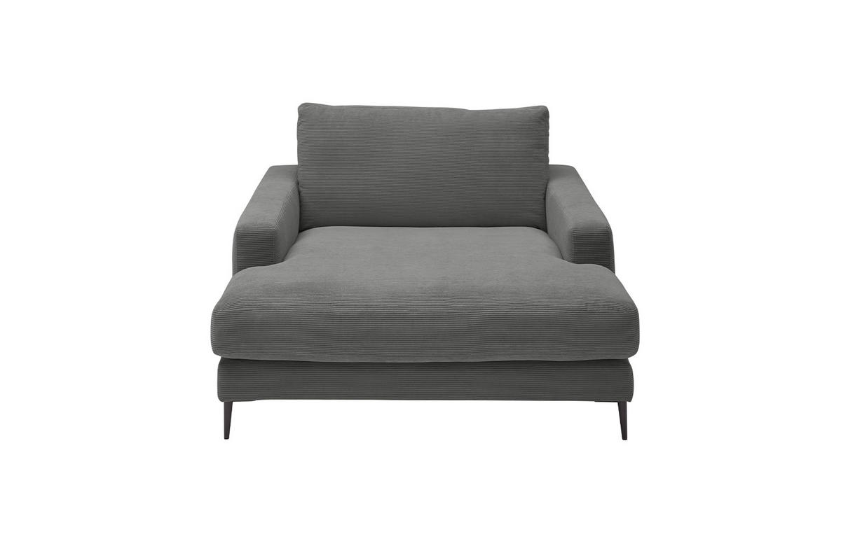 LONGSEAT CARA Anthrazit Cord - Anthrazit/Schwarz, Textil/Metall (132/84/170cm) - KAWOLA