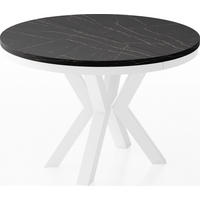 ESSTISCH Clara Weiß runder ausziehbarer, Marmor Schwarz 120-200/120/76 cm - Anthrazit/Weiß, Holzwerkstoff/Metall (120/120/76cm) - WFL GROUP