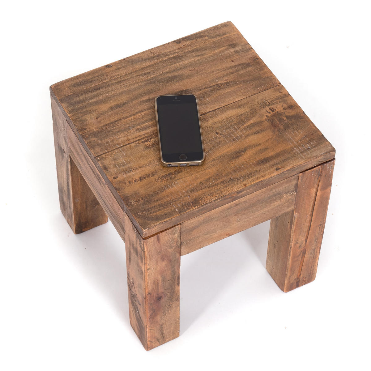 COUCHTISCH SQUARE 30 Recyclingholz massiv naturfarben - Naturfarben, Holz (30/30/30cm) - DESIGN DELIGHTS