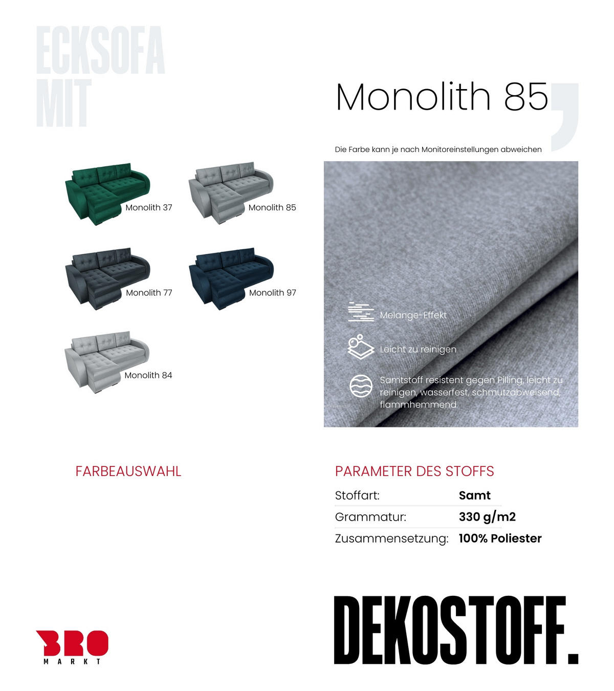 ECKSOFA Bergen mit Schlaffunktion Grau Samtstoff - Grau, Textil (238/141cm) - Bromarkt