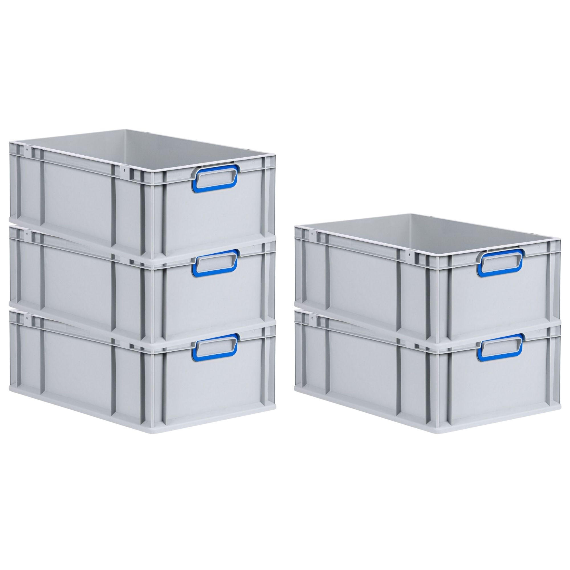 EUROBOX 5x Nextgen Color 22x40x60cm 44 Liter Griffe Blau Geschlossen - Blau, Kunststoff (40/22/60cm) - PROREGAL