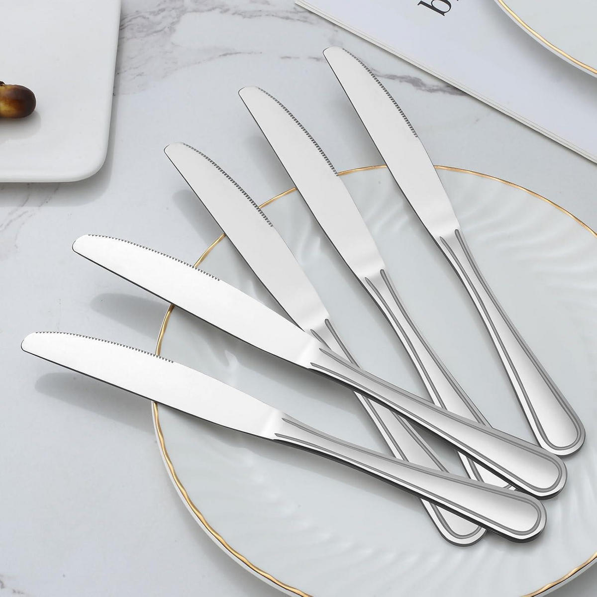 TAFELMESSER 16-teiliges Set Edelstahl 23 cm - Silberfarben, Metall