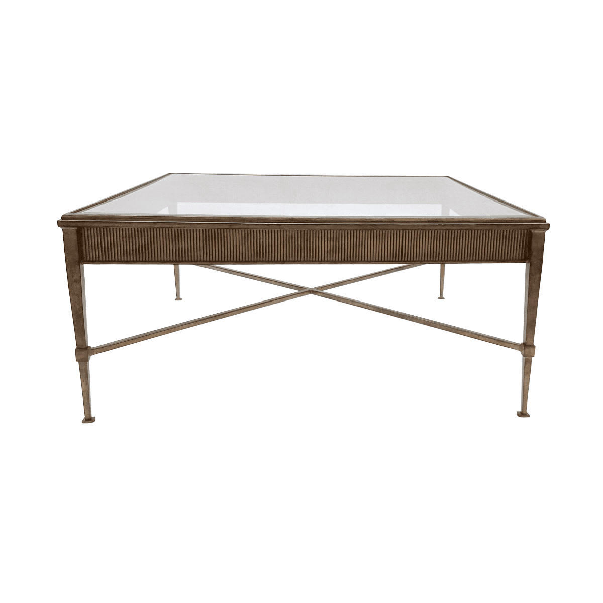 COUCHTISCH mit profiliertem Zierband L88,5 cm - ANTOINETTE - Goldfarben, Metall (88.5/88.5/41cm) - Signature