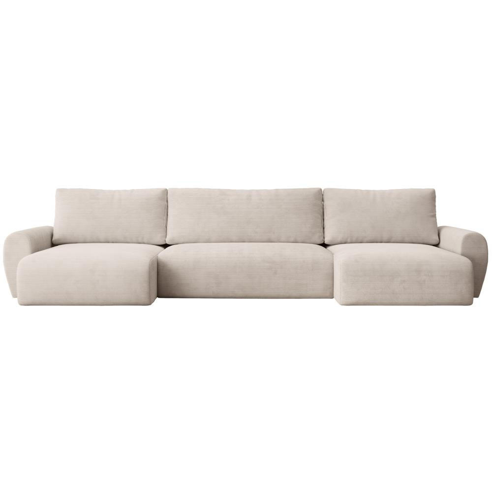 WOHNLANDSCHAFT mit Schlaffunktion Poss U beige - Beige, Textil (395/70/153cm) - Beautysofa