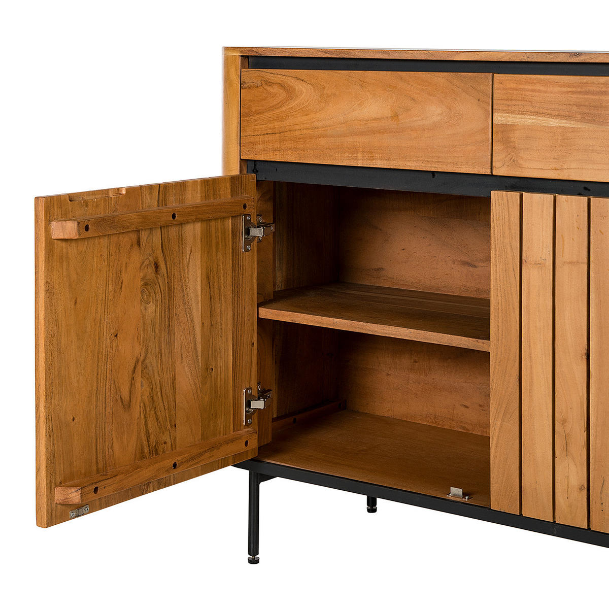 SIDEBOARD - Akazie massiv / Metall - Akaziefarben, Holz (177/90/42cm) - home24