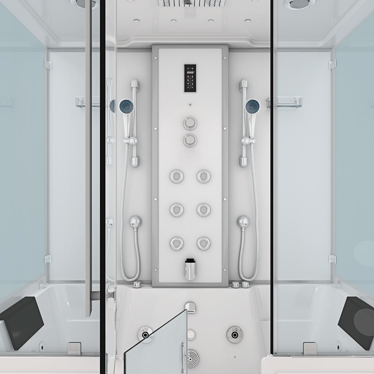 BADEWANNE mit Tür Dusche K88-WS-EH-B-SC-EA - Weiß, Glas/Kunststoff (100/228/180cm) - AcquaVapore by Sandra Jentho