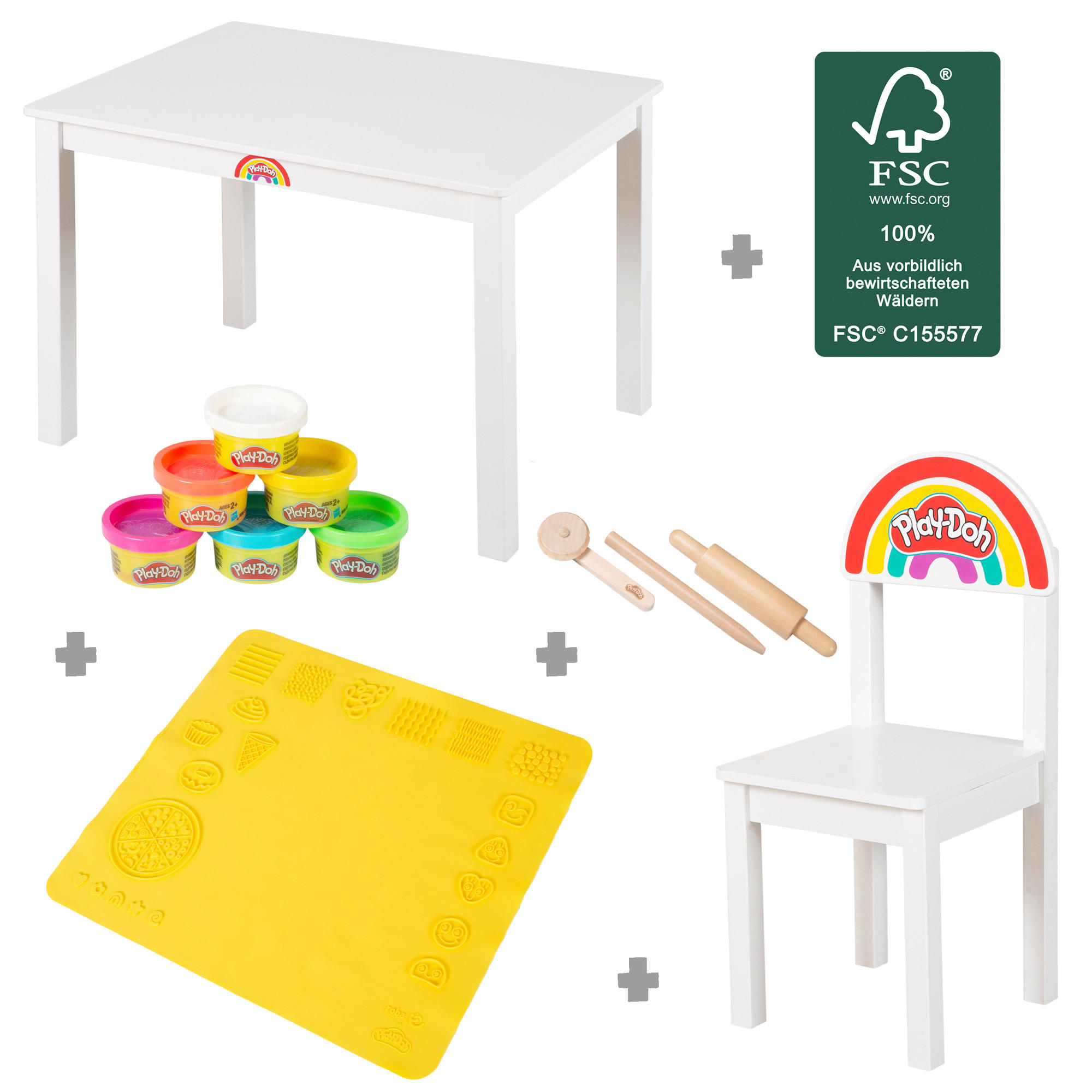 KINDERSITZGRUPPE roba x Play-Doh - Weiß, Holz (50/51/60cm) - Roba