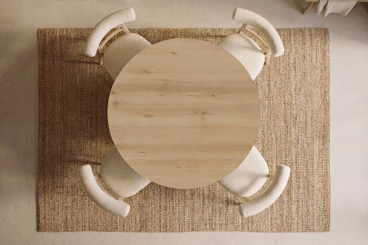 ESSTISCH Lunda rund ausziehbar verlängerbar, Buche Hellbraun 100/100/76 cm - Buchefarben/Schwarz, Holzwerkstoff (100/100/76cm) - WFL GROUP