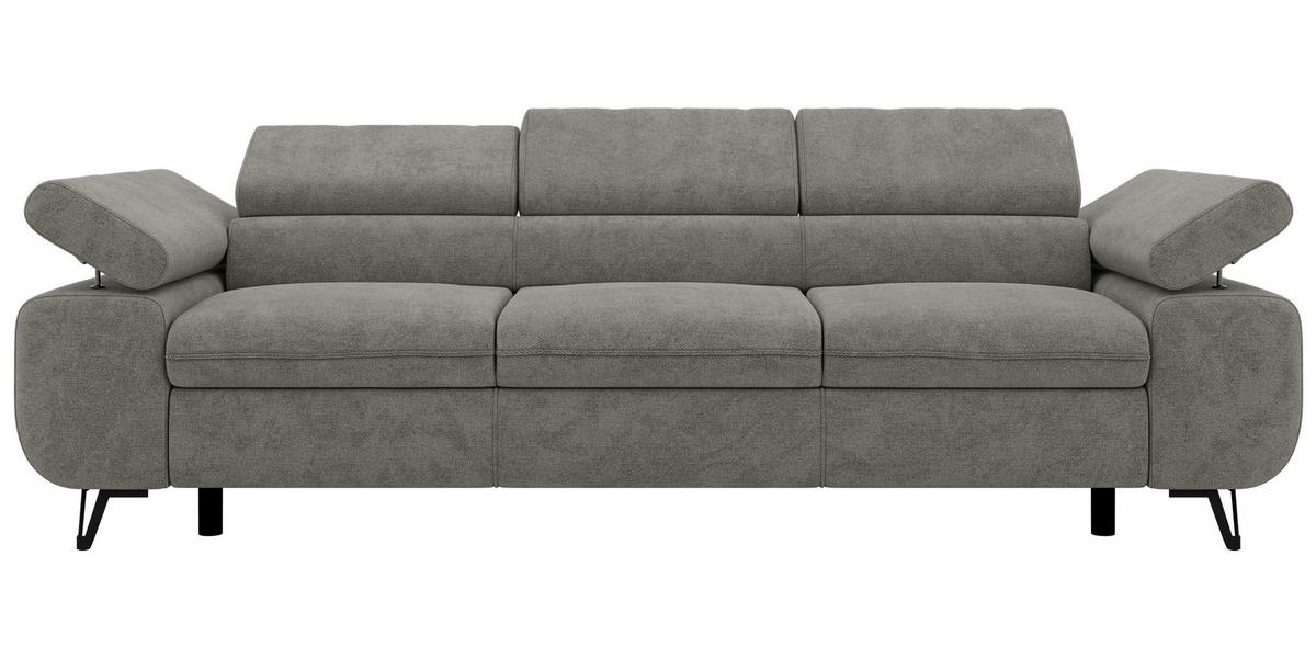 3-SITZER SOFA PETER - Grau Stukture - Schwarz/Graphitfarben, Textil/Metall (262/76/99cm) - MKS