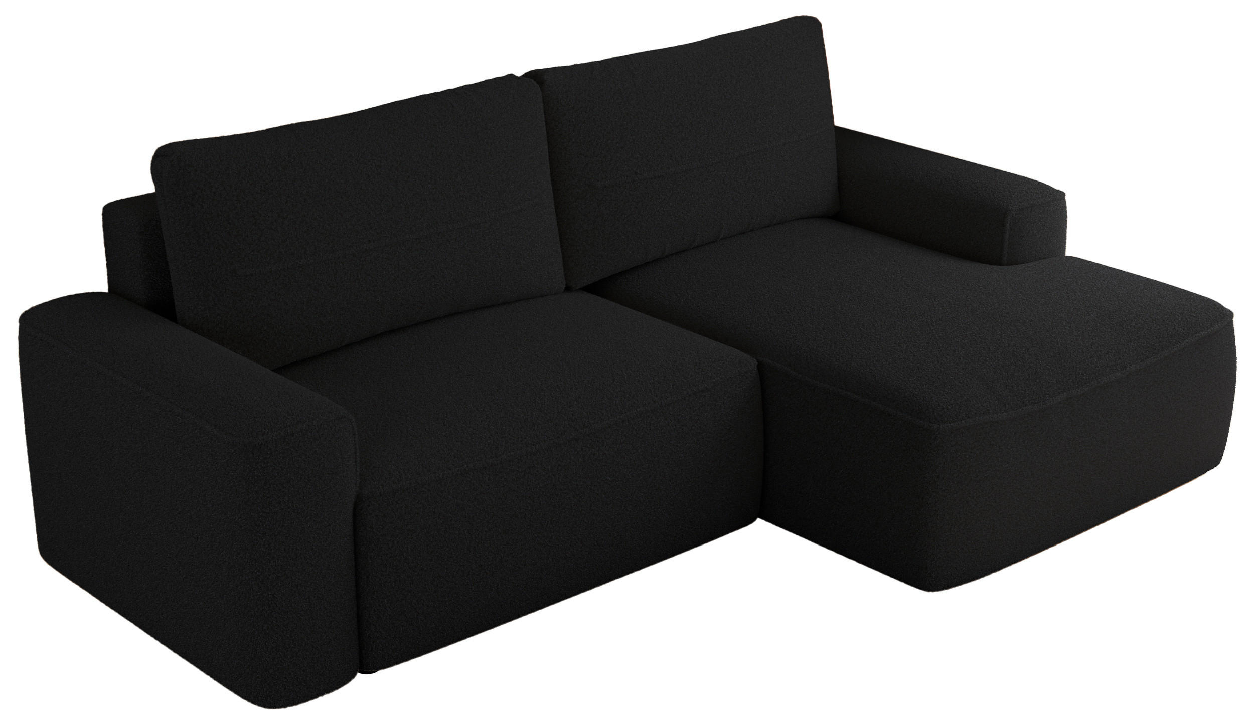 ECKSOFA BELLUNO L Schwarz Boucle - Rechts - Schwarz, Textil (233/144cm) - MKS