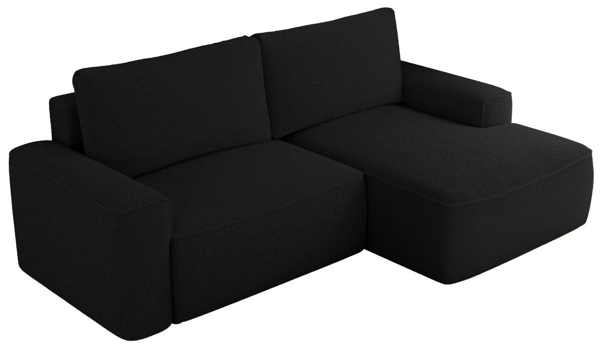ECKSOFA BELLUNO L Schwarz Boucle - Rechts - Schwarz, Textil (233/144cm) - MKS