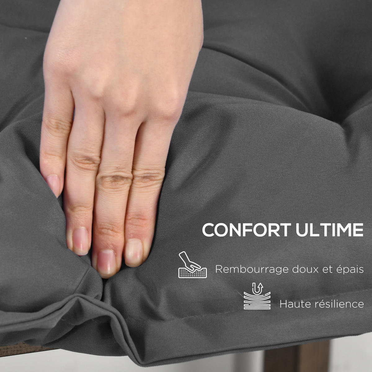 SITZKISSEN DE-16673 Dunkelgrau - Grau, Textil (100/40/10cm) - ComfortXL
