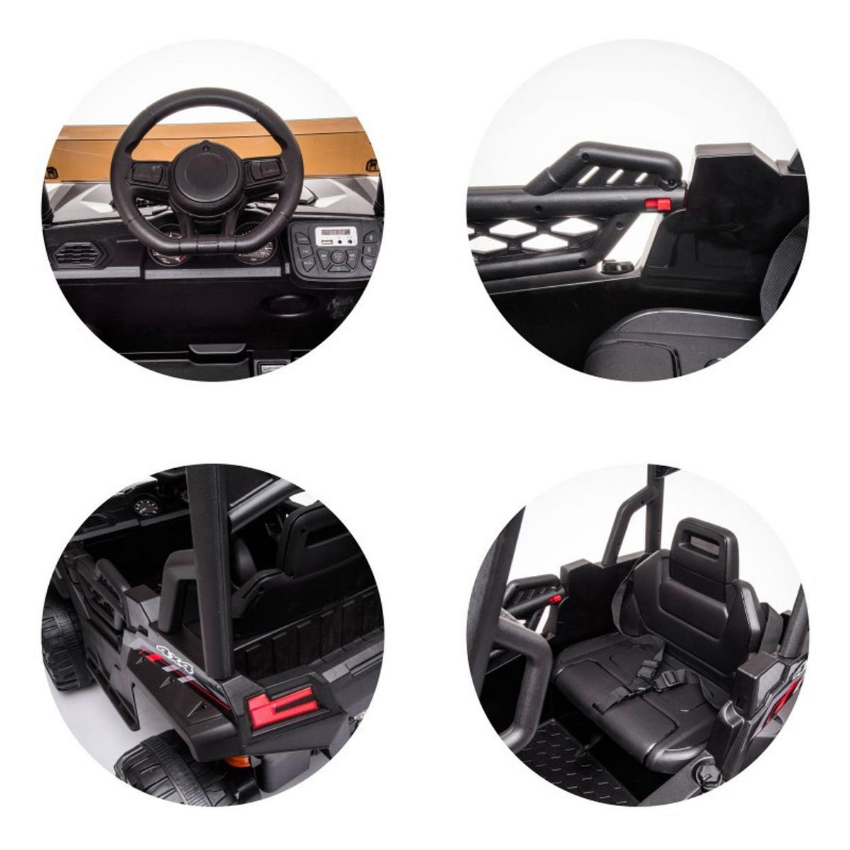 KINDERELEKTROFAHRZEUG Off Road schwarz Stoßdämpfer Radio Fernbedienung Gurt - Schwarz, Kunststoff (99/66/100cm) - Chipolino