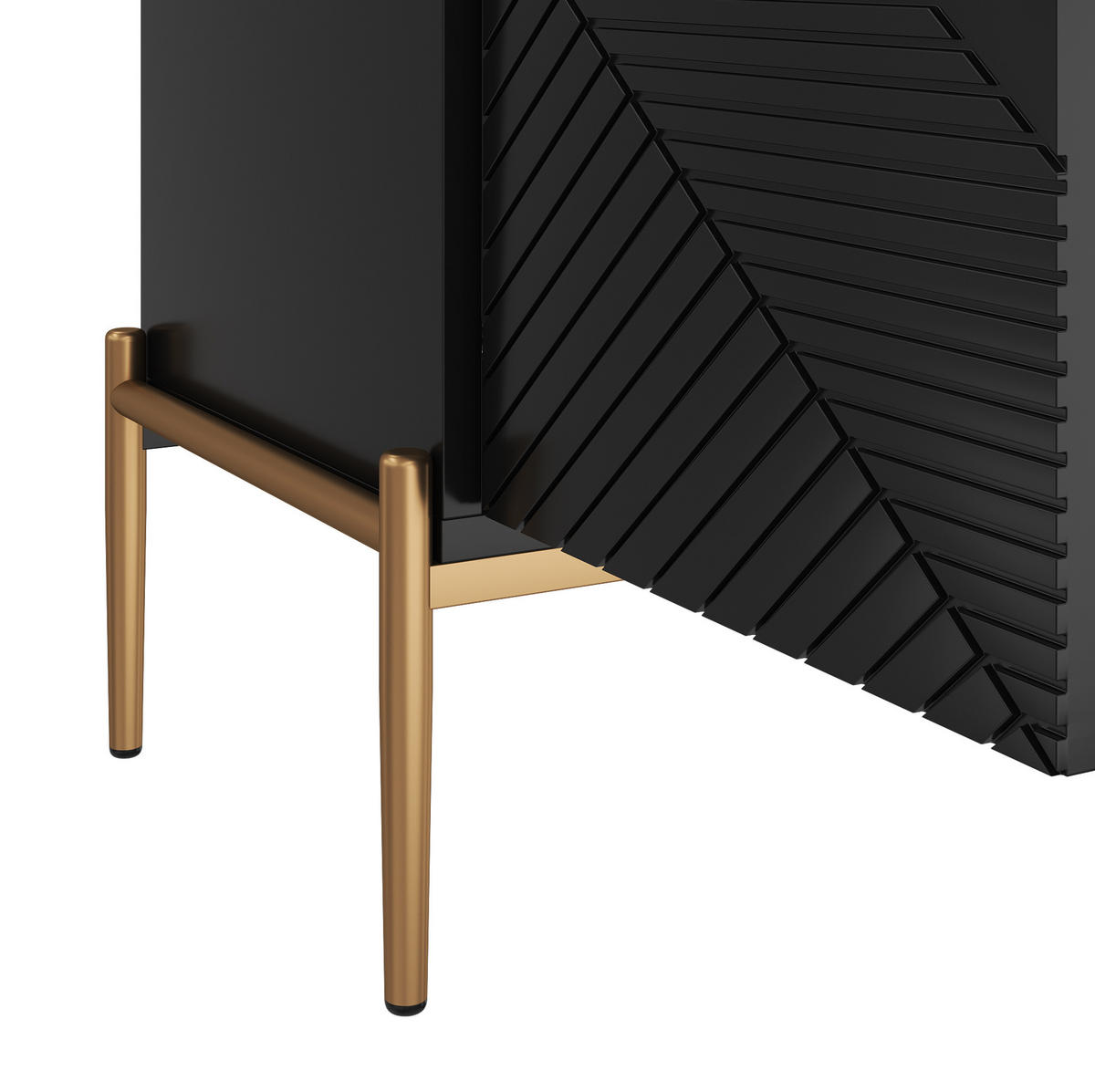 KOMMODE 162/40/80 cm in Schwarz mit 4 Türen und goldfarbenen Metallbeinen - Schwarz, Holzwerkstoff (162/80/40cm) - Flora Grace