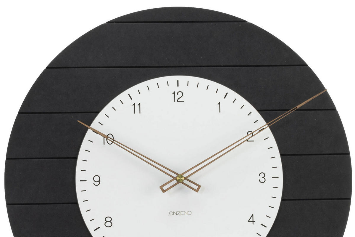WANDUHR Design Schwarz-Weiß 50/50 cm - Schwarz, Holzwerkstoff (50/50/1cm) - ONZENO