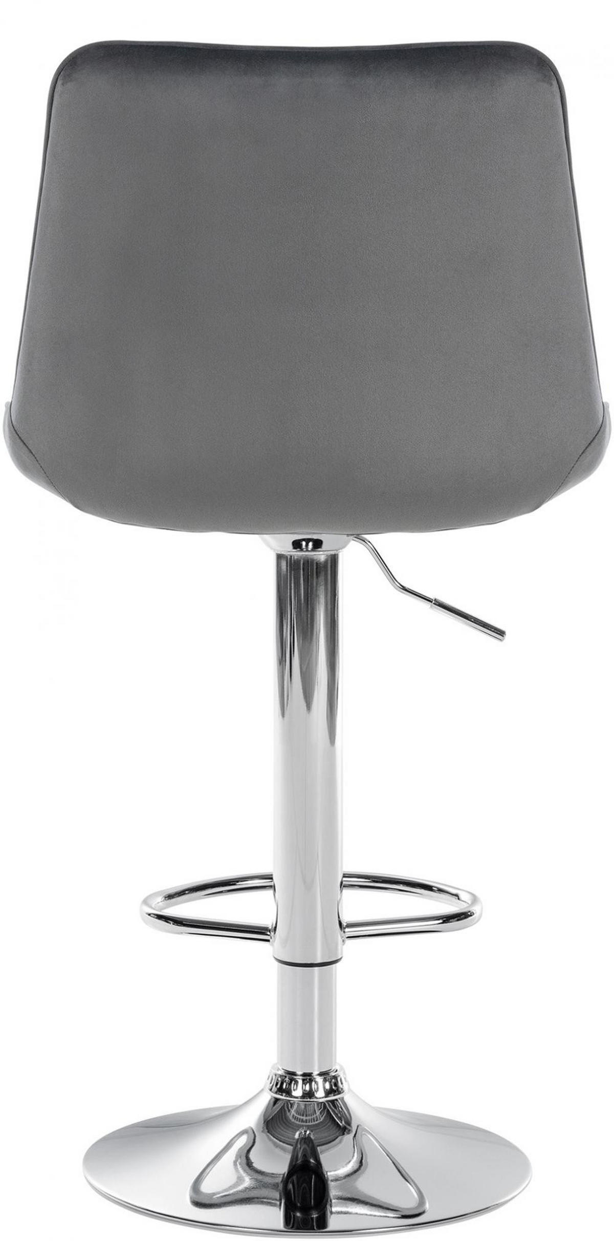 BARHOCKER Samt dunkelgrau - Chromfarben/Dunkelgrau, Textil/Metall (49.5/91/50cm) - CLP