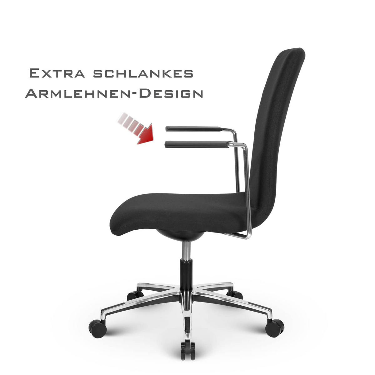 BESUCHERSTUHL V1610 Stoff Schwarz - ergonomisch, 150 kg belastbar, Sitzhöhe 40-52cm - Schwarz, Kunststoff/Textil (65/90/60cm) - Versee