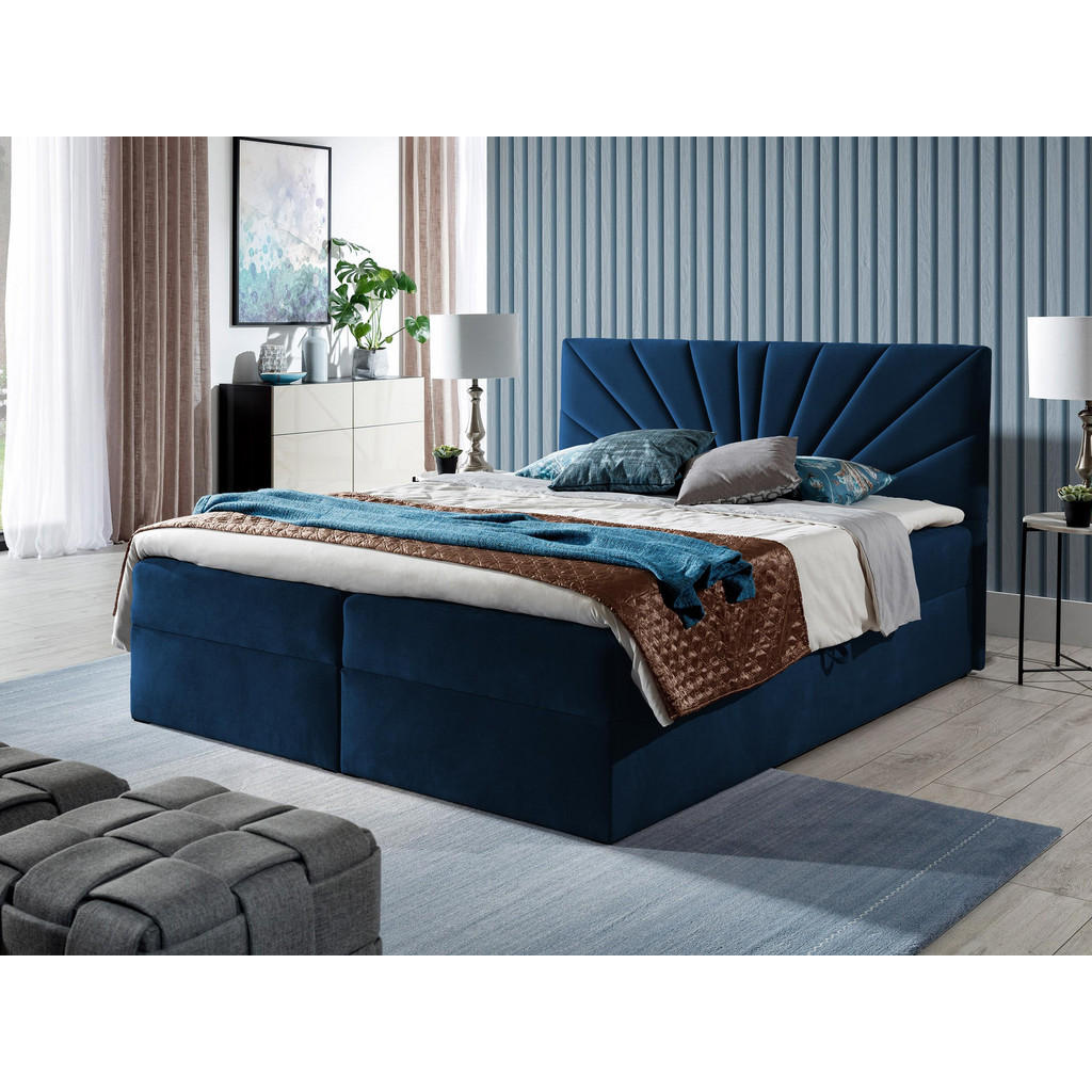 Thumbnail - Mirjan24 Boxbett, Blau, Holz, H3, 180x200 cm, Schlafzimmer, Betten, Boxspringbetten