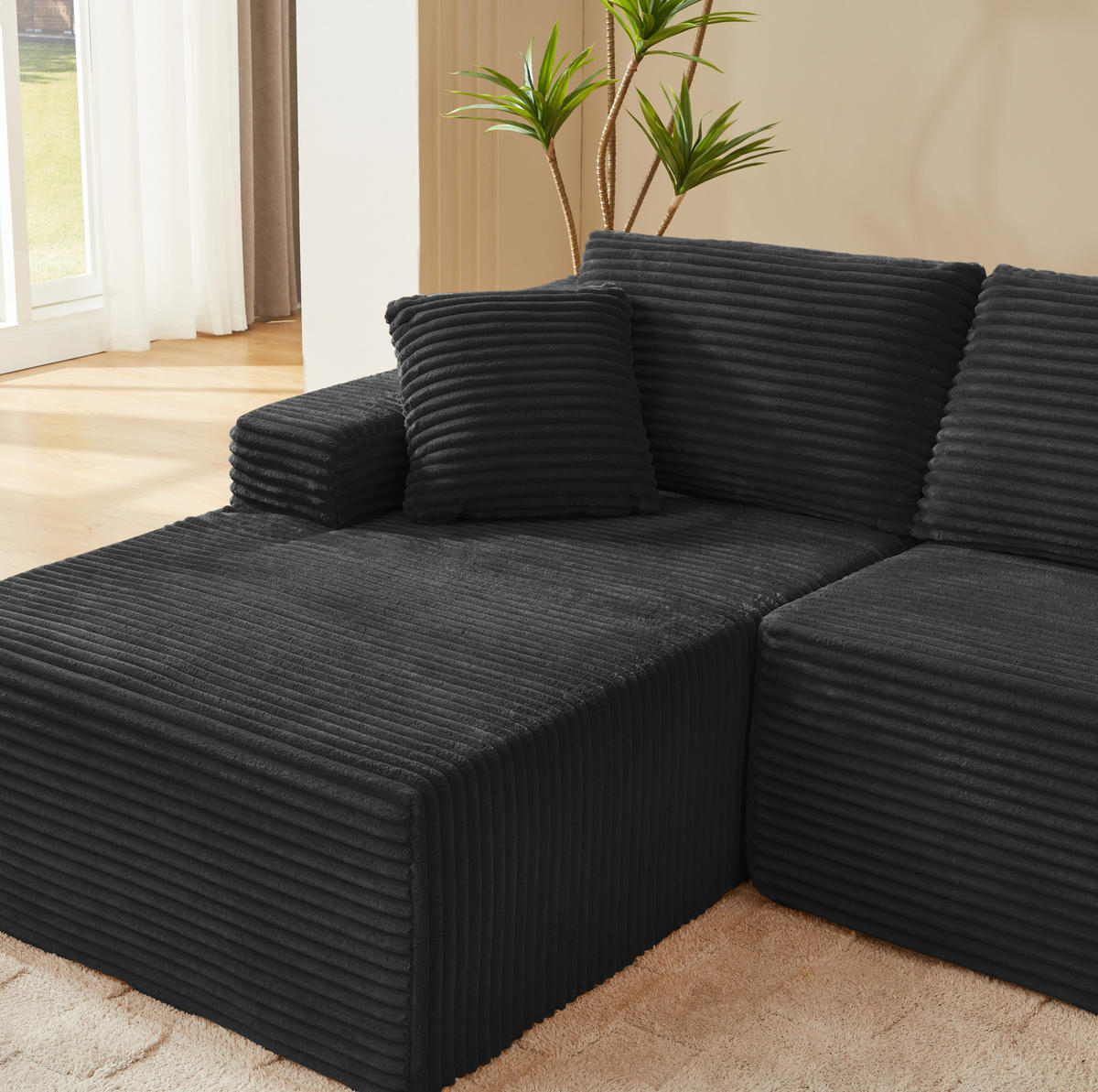 SOFA modular 2-teilig Schwarz - Schwarz, Textil (163/252.5cm) - Meubliv