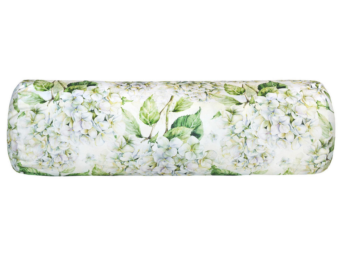 XL-NACKENROLLENHÜLLE Landlust-Hortensie weiß 25/70 cm - Weiß/Grün, Textil (25/70cm) - beties Heimtextil