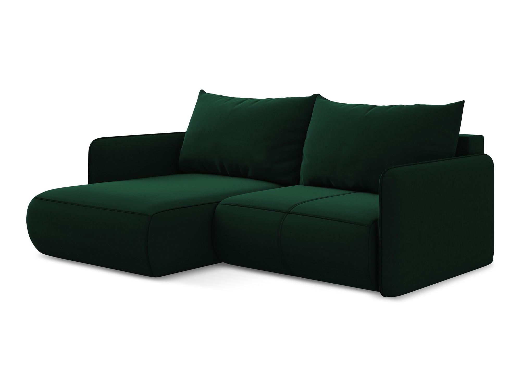 ECKSOFA mit Schlaffunktion Samt Stoff Grün - Dunkelgrün/Schwarz, Kunststoff/Textil (148/207cm) - Makamii