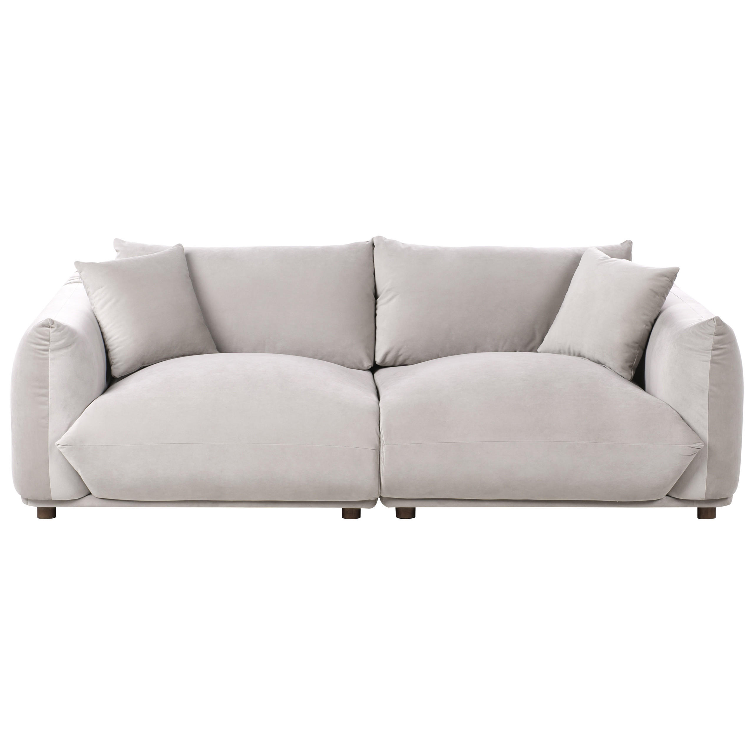 3-SITZER-SOFA Samtstoff Taupe Luvos - Taupe, Textil (220/75/104cm) - Beliani