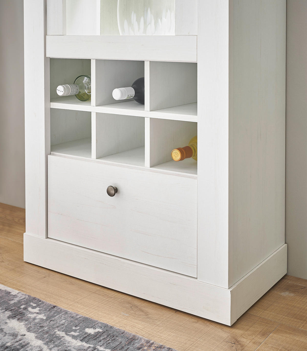 VITRINE weiß Pinie Landhaus, Vitrinenschrank 70 x 201 cm, Soft-Close-Funktion - Weiß, Holzwerkstoff/Kunststoff (72/201/38cm) - Furn.Design