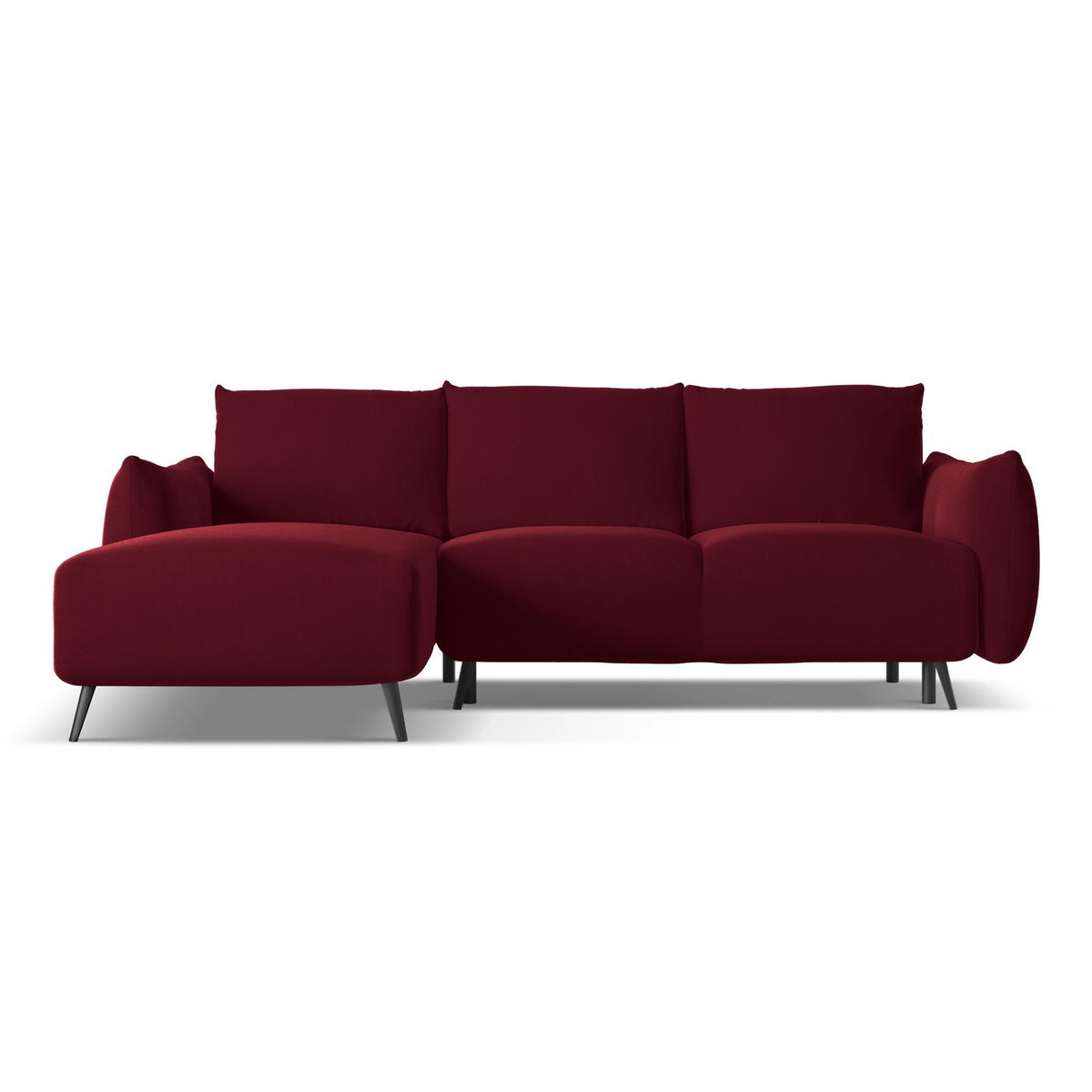 ECKSOFA mit Schlaffunktion Samt Stoff Rot - Bordeaux/Rot, Textil/Metall (162/242cm) - LaMiaSofa