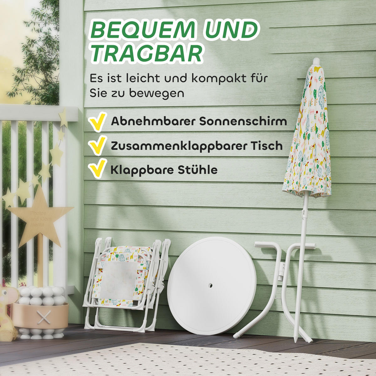 GARTEN-KINDERSITZGRUPPE, Weiß, Stahl, Polyester - Weiß, Metall - AIYAPLAY